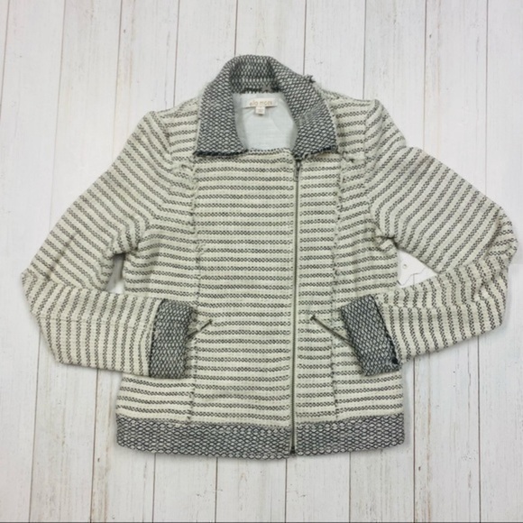 Ella Moss Salinas Stripe Tweed Moto Jacket. - Picture 3 of 16